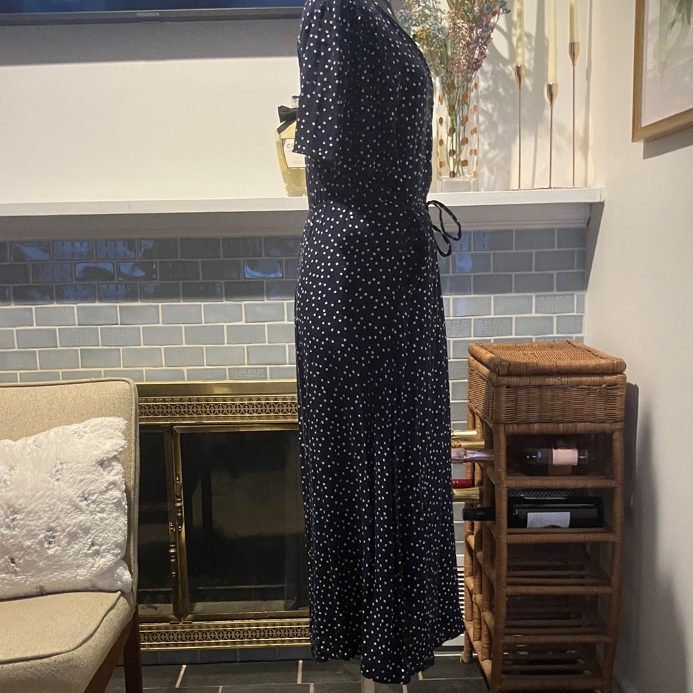 & Other Stories Navy Daisy Dot Midi Dress - Picture 5 of 6